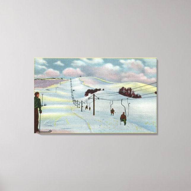 Impressão Em Tela Sun Valley, ID - Sawtooth Mnts. Esqui Andando (Frente)