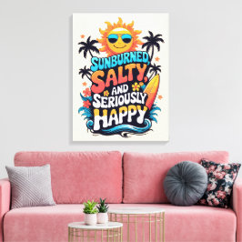 Impressão Em Tela Sunburned Salty and Happy – Retro Beach Vibes