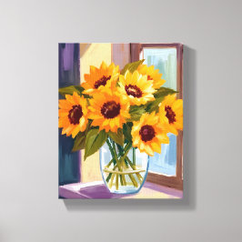 Impressão Em Tela Sunflower Vase | Floral Yellow Bouquet Watercolor