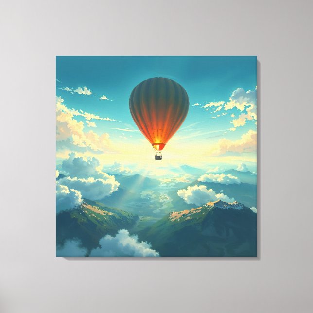 Impressão Em Tela Sunlit Balloon Ride - Dreamlike Illustration Style (Frente)