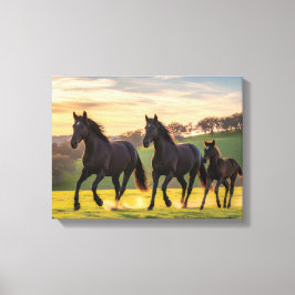 Impressão Em Tela Sunlit Gallop – Majestic Horses Running Wall Art