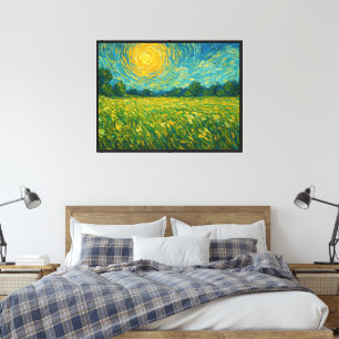 Impressão Em Tela Sunlit Meadow no sonho de Van Gogh