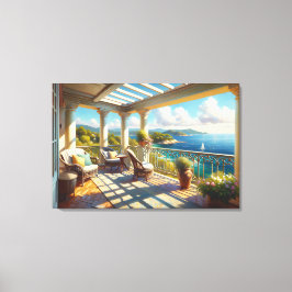 Impressão Em Tela Sunny Balcony Sobrevendo o Mar