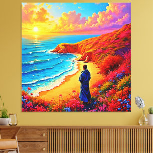 Impressão Em Tela Sunset Beach Solitude Serenity Design