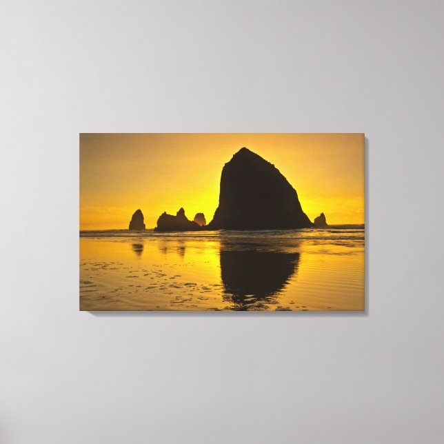 Impressão Em Tela Sunset, Cannon Beach, Oregon, EUA (Frente)