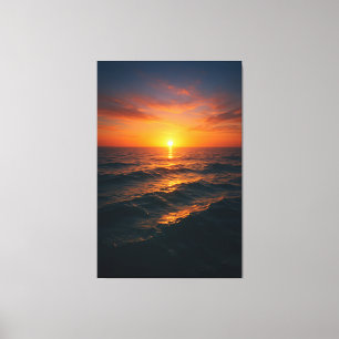 Impressão Em Tela Sunset Cinemático do Oceano - Arte Bela Realista