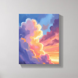 Impressão Em Tela Sunset Clouds | Watercolor Sky Painting Colorful