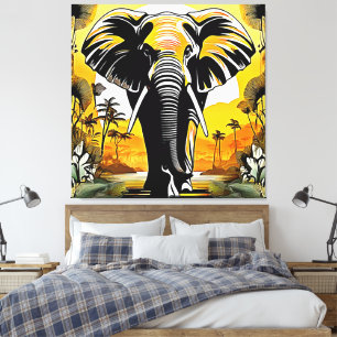 Impressão Em Tela Sunset de Elefante Majestoso