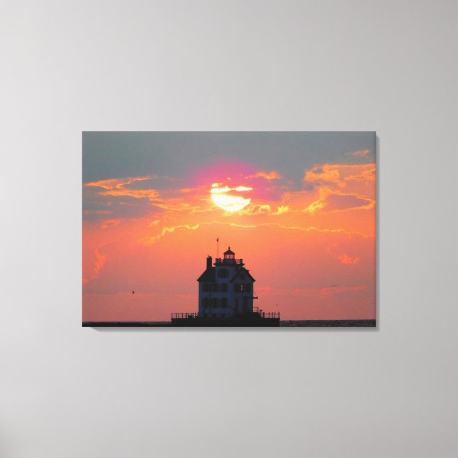 Impressão Em Tela Sunset de Farol de Verão (Frente)