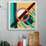 Impressão Em Tela Sunset de praia - Abstrato<br><div class="desc">Uma pintura abstrato moderna representando um pôr do sol numa praia. Pintura a óleo de mão - geométrica - paleta de colheita Criada por fantabuloustef - 2023</div>