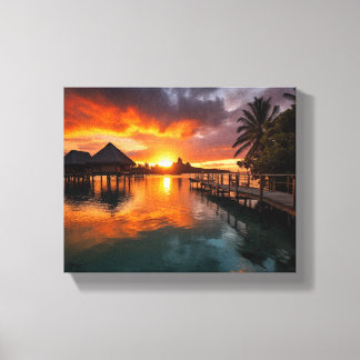 Impressão Em Tela Sunset em Bora Bora Bora