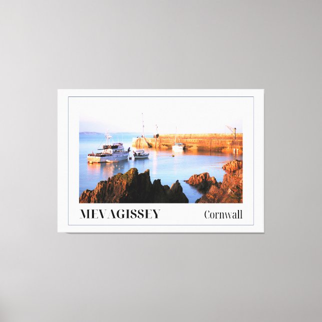 Impressão Em Tela Sunset em Mevagissey Harbor, Cornwall (Frente)