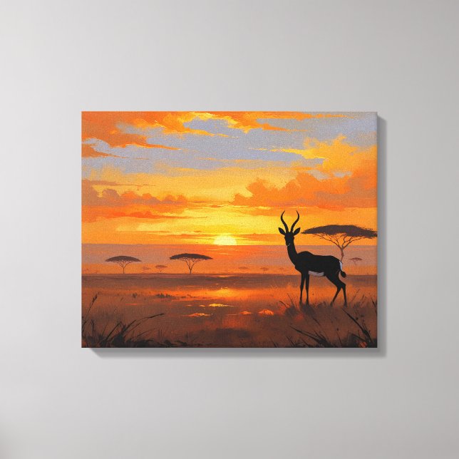 Impressão Em Tela Sunset Majesty in the Savannah – Abstract Gazelle  (Frente)