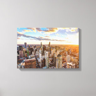 Impressão Em Tela Sunset Over Chicago