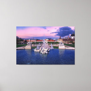 Impressão Em Tela Sunset over fountain em Viena