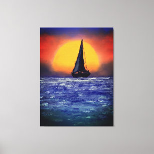 Impressão Em Tela Sunset para veleiro - Arte a aquarela