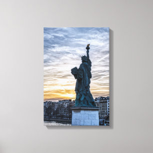 Impressão Em Tela Sunset sobre Réplica da Estátua da Liberdade em