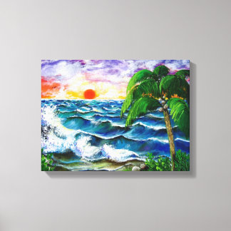 Impressão Em Tela Sunset tropical,