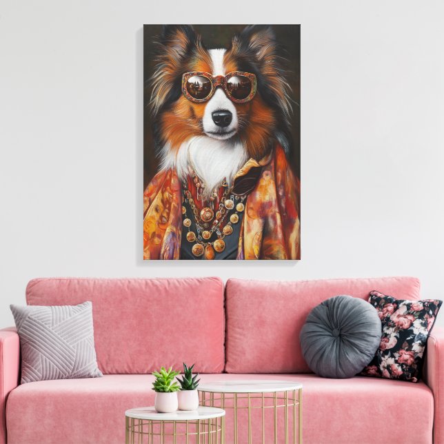 Impressão Em Tela Super Fly Shetland Sheepdog | Sheltie (Insitu(Sala de estar))