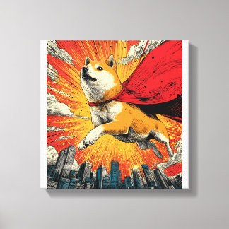 Impressão Em Tela Super-herói Shiba � Cão de Quadrinhos