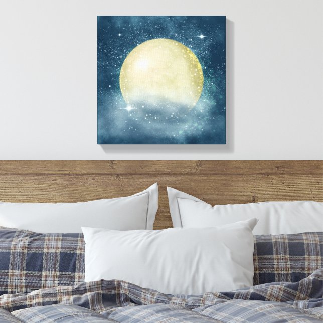 Impressão Em Tela Super Lua - Tela Envelopada (Insitu(Quarto))
