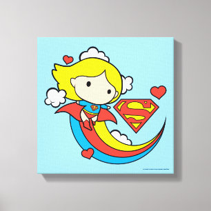 Impressão Em Tela Supergirl Chibi Voando Arco-Íris