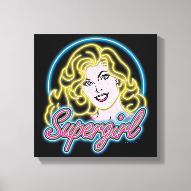 Impressão Em Tela Supergirl Retro Neon Lights Graphic (Frente)