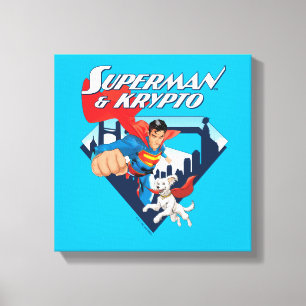 Impressão Em Tela Superman & Krypto Soar