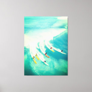 Impressão Em Tela Surf Surfista Navegando por Tela de Onda do Mar
