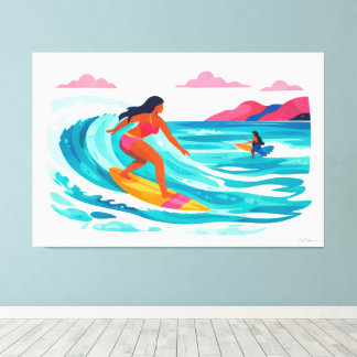 Impressão Em Tela Surf tropical retrô moderno 02