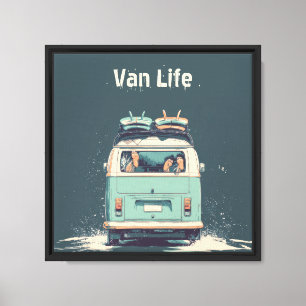 Impressão Em Tela Surf Van Splash – Camper de Praia Retrô