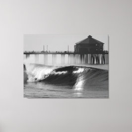 Impressão Em Tela Surfando Huntington Beach Pier - Lado Norte