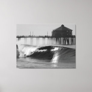 Impressão Em Tela Surfando Huntington Beach Pier - Lado Norte