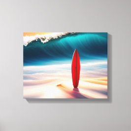 Impressão Em Tela Surfboard Direita Na Areia Da Praia