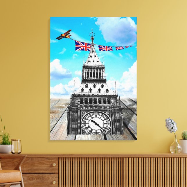 Impressão Em Tela Surreal Big Ben, London / British Art (Insitu(Sala de estar))