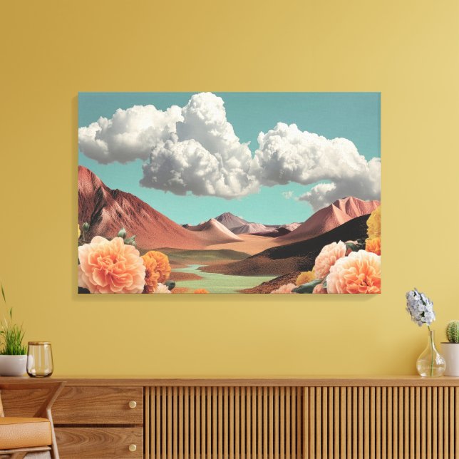 Impressão Em Tela Surreal Floral Mountainscape With Dramatic Clouds (Insitu(Sala de estar))