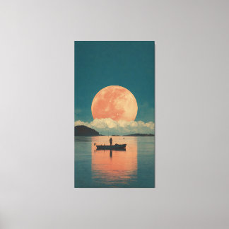 Impressão Em Tela Surreal Giant Moon Over Calm Ocean Dreamscape Wall