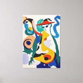 Impressão Em Tela Surrealismo Vibrante Figuras Cubistas Arte Fino