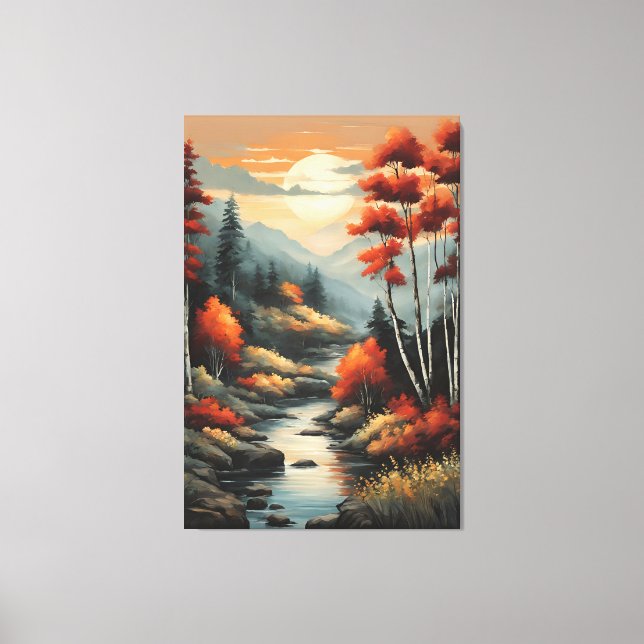 Impressão Em Tela Sussurros do Fluxo de Outono (Frente)