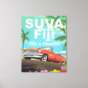 Impressão Em Tela Suva, Fiji pôster de férias vintage