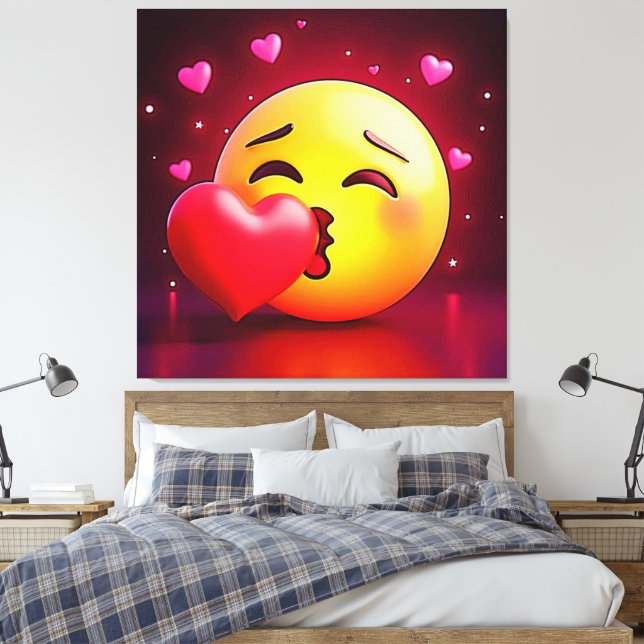 Impressão Em Tela Sweet Kiss Heart Emoji (Insitu(Quarto))