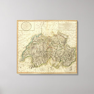 Impressão Em Tela Swisserland - mapa do atlas da suiça