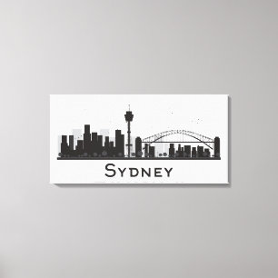 Impressão Em Tela Sydney, Austrália  Black & White City Skyline