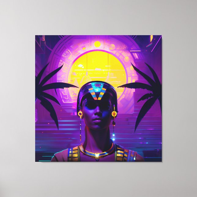 Impressão Em Tela Synthwave Pharaoh (Frente)