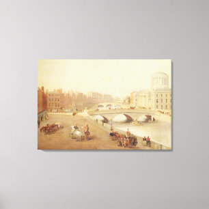 Impressão Em Tela T34018 o rio Liffey e as cortes de lei, Dublin