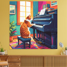 Tabby Cat Tocando o Piano