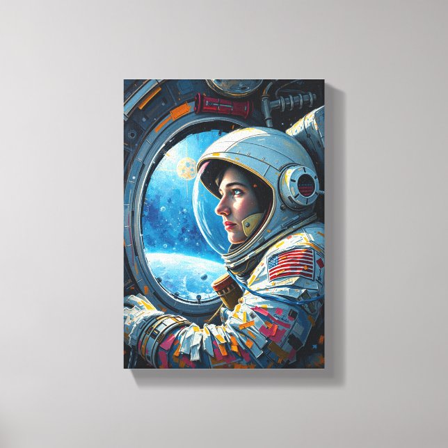 Impressão Em Tela Tableau Déco ( Astronaute qui contemple L'Espace ) (Frente)