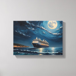 Impressão Em Tela Tableau Déco( Bateau de Croisière Sous La Lune)