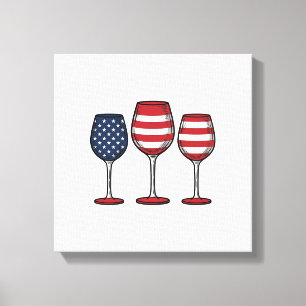 Impressão Em Tela Taças de Vinho Patrióticas Design de Camisa Vetori