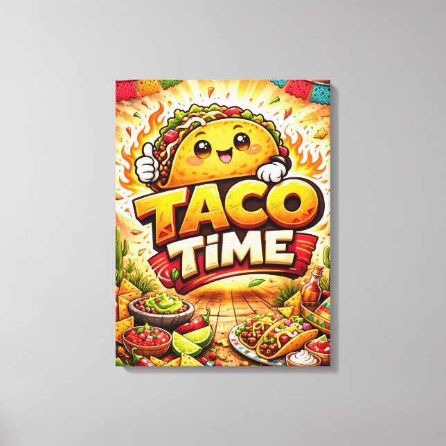 Impressão Em Tela Taco Time - Fiasco da Festa - Amantes de Comida (Frente)